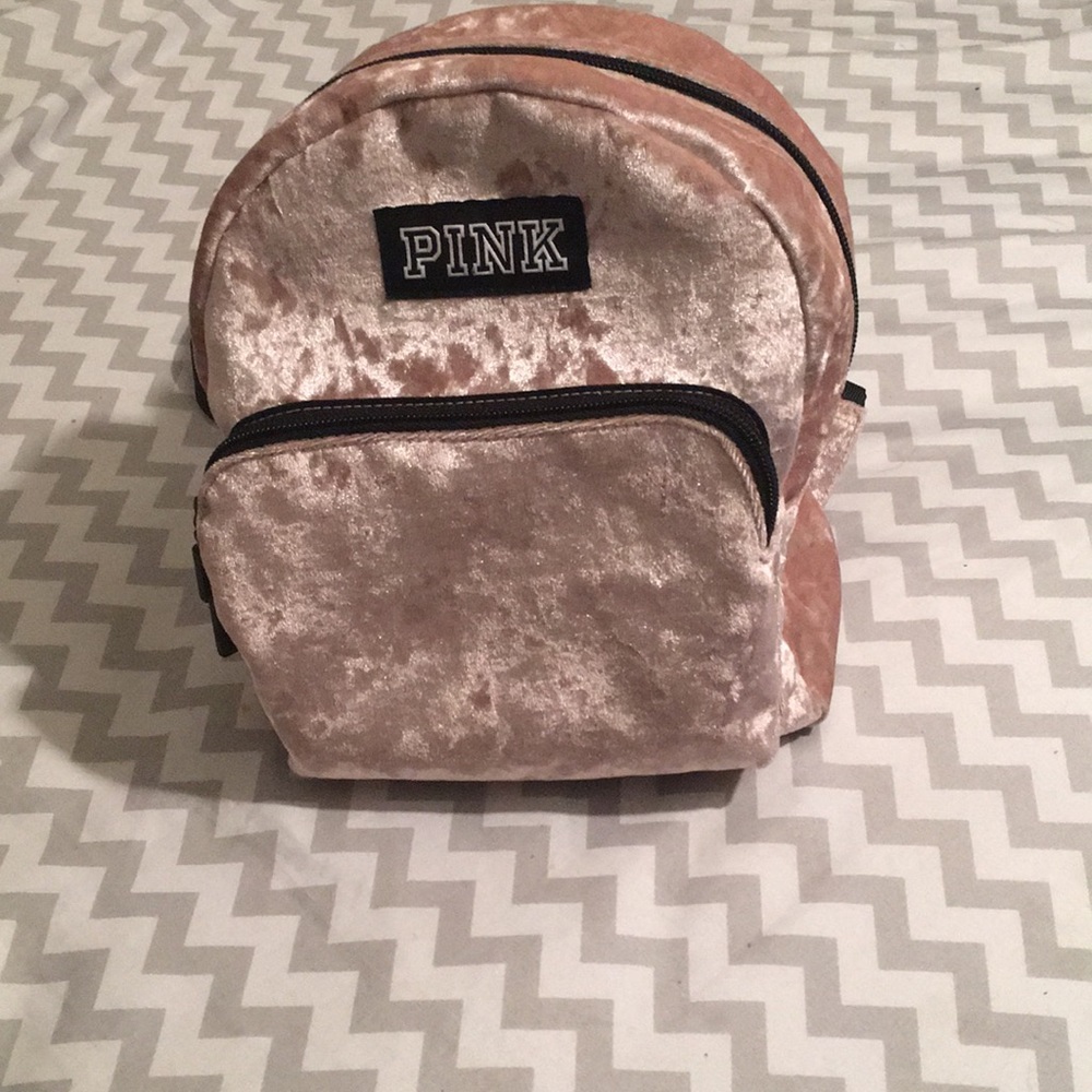 Brand Pink suede baby pink mini backpack .